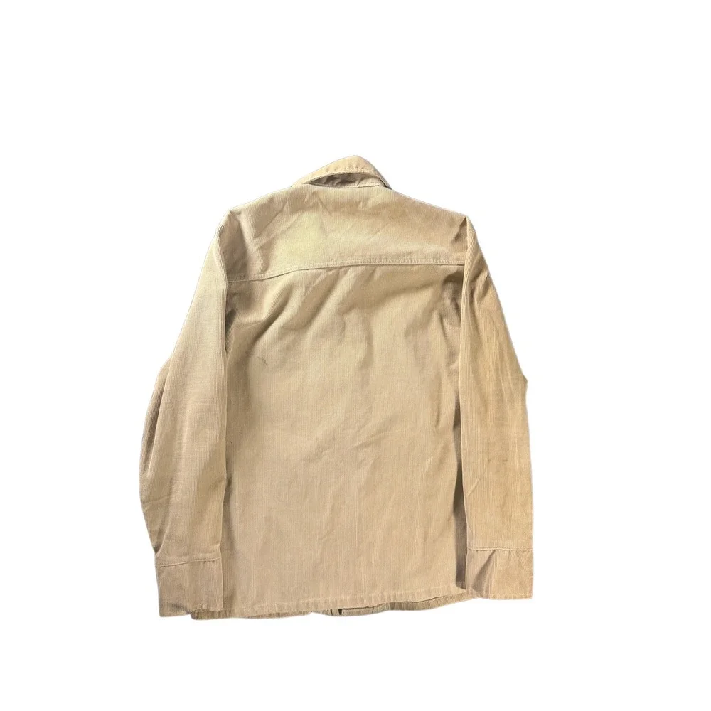 Vintage 70s Sears Jeans Joint Corduroy Shirt Tan Dagger Collar Mens Medium 961